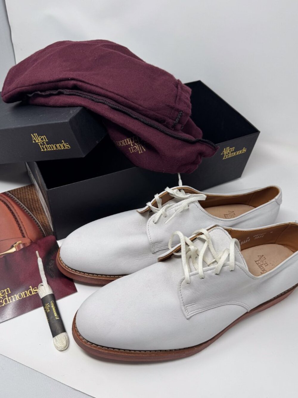 Allen Edmonds Orlean White Buck Suede Shoes 13 A Narrow NEW Vintage Deadstock